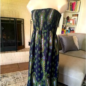 Boho print maxi dress- strapless top